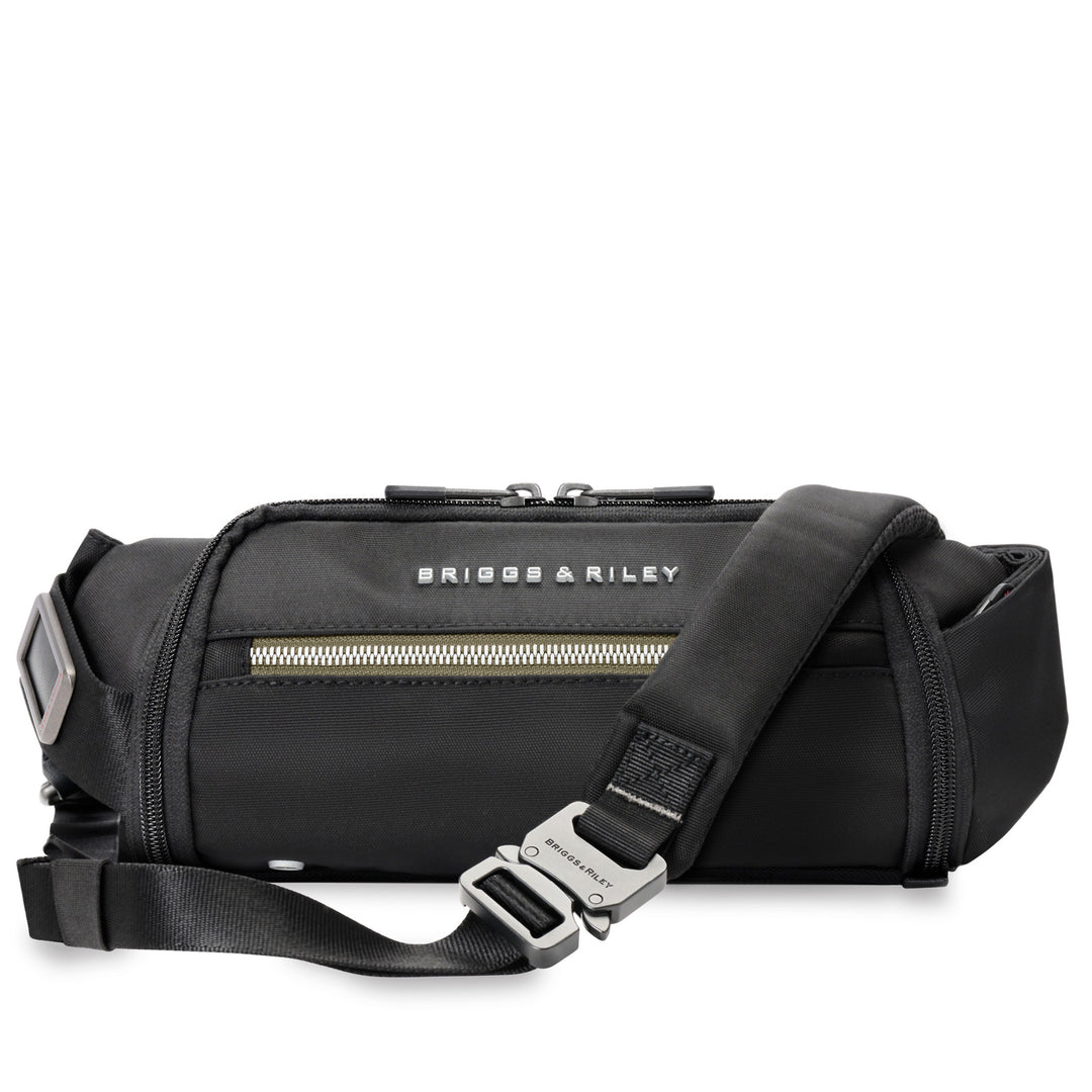 Briggs and Riley HTA sling bag in black with adjustable strap