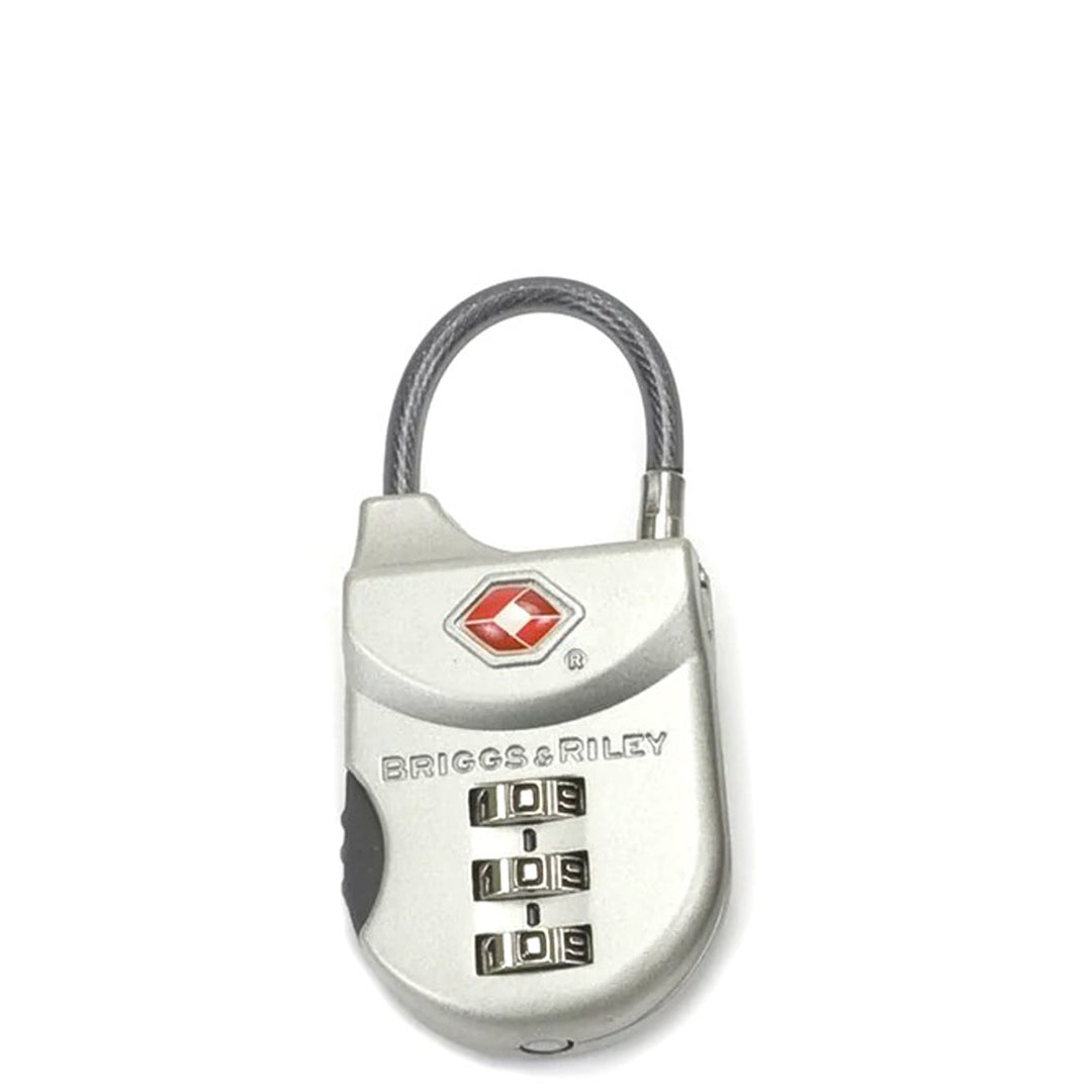 Silver metal briggs and riley luggage lock