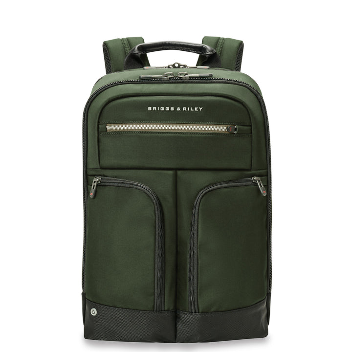 slim expanding backpack in color forest green