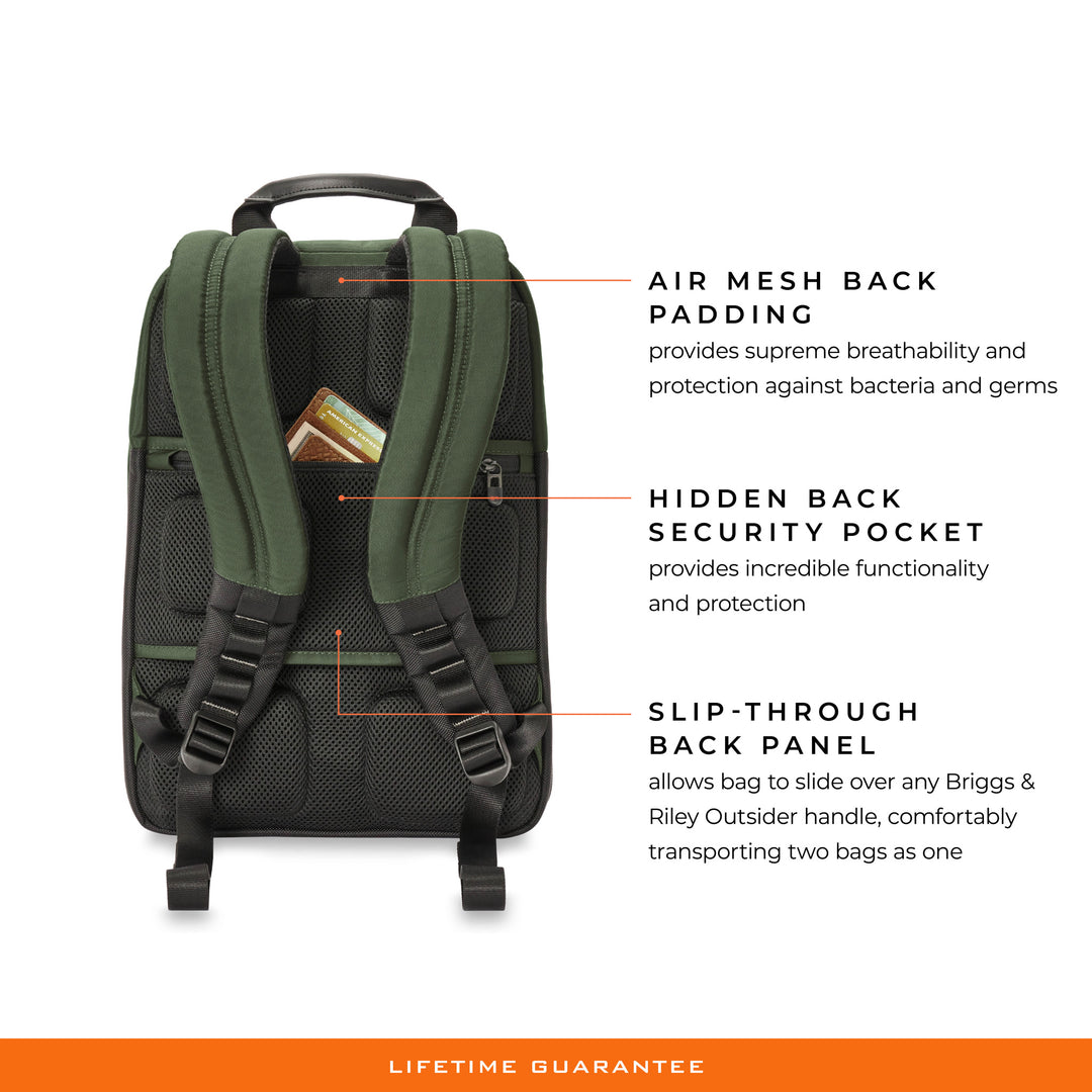 slim backpack features air mesh padding on back