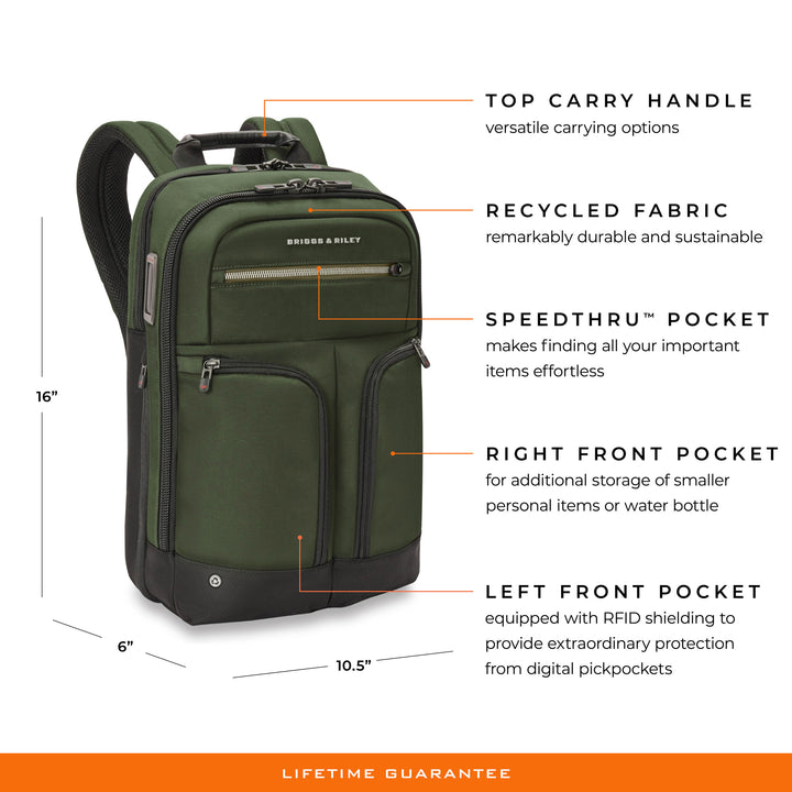 Expandable slim backpack features recycled fabric