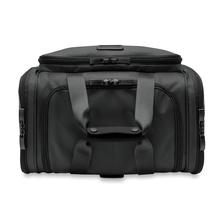 Briggs & Riley Baseline Underseat Duffle has top carry handle with leather touch point