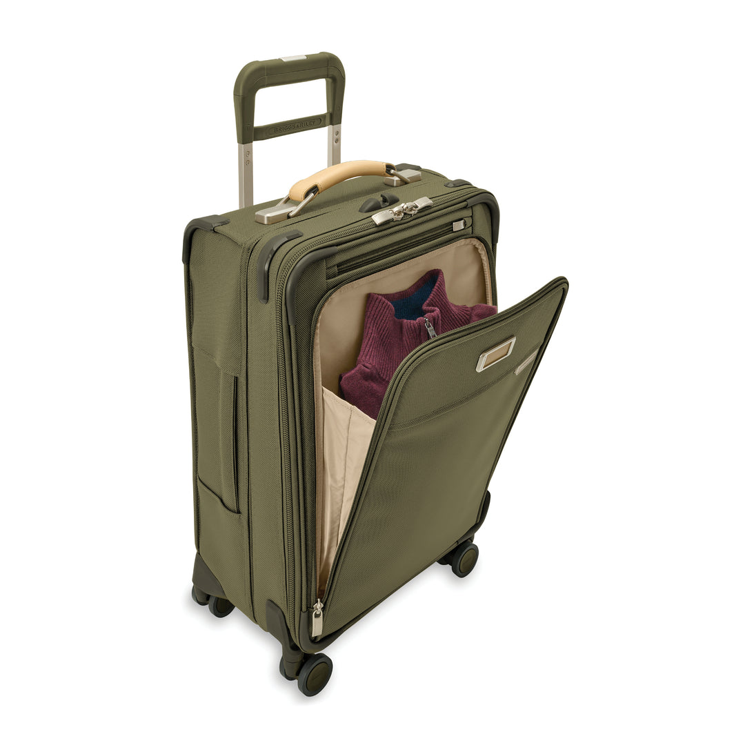 Front compartment on suitcase for easy access