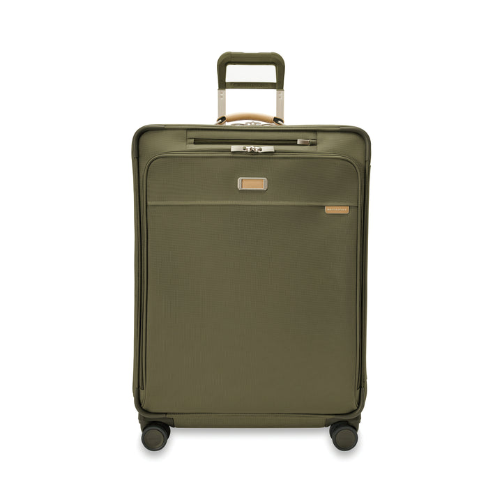 Briggs and Riley Large Expandable Spinner 4 wheel suitcase in color olive green