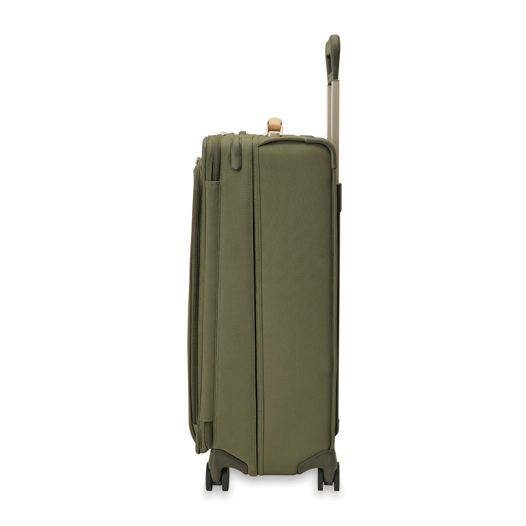 Side view of Olive Green Briggs and Riley Large suitcase