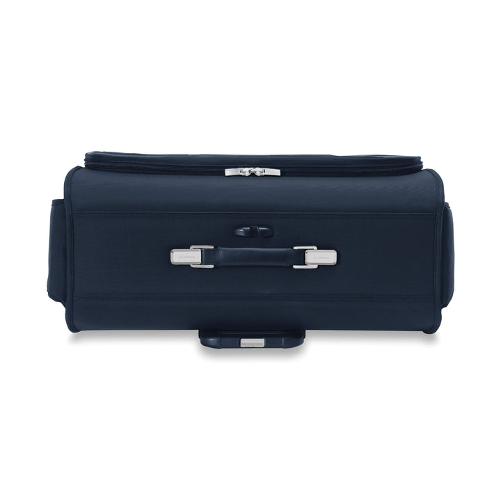 Top grab handle of Briggs & Riley Baseline Deluxe Wardrobe Spinner in Navy Blue color