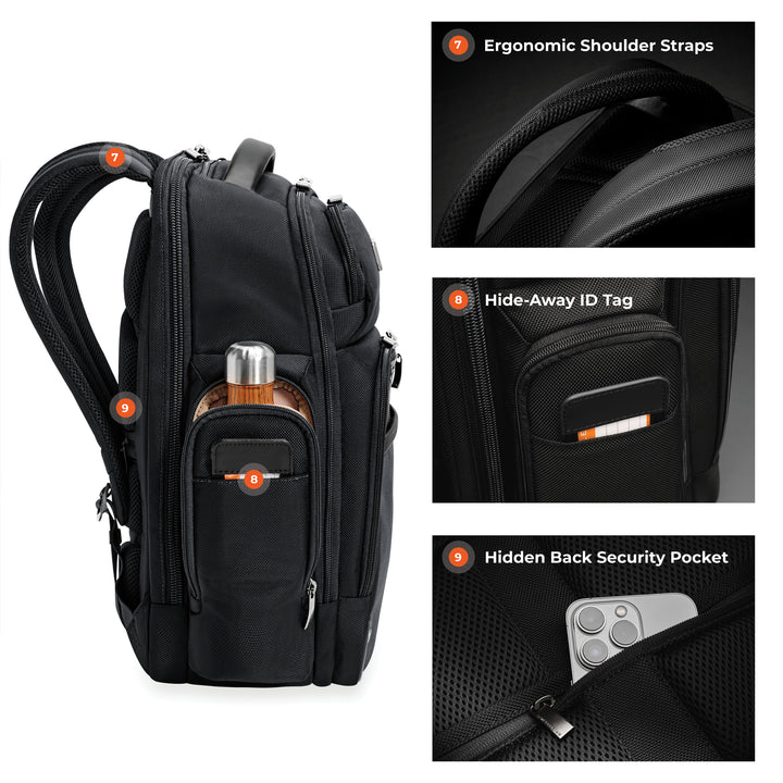 cargo backpack has water bottle holder