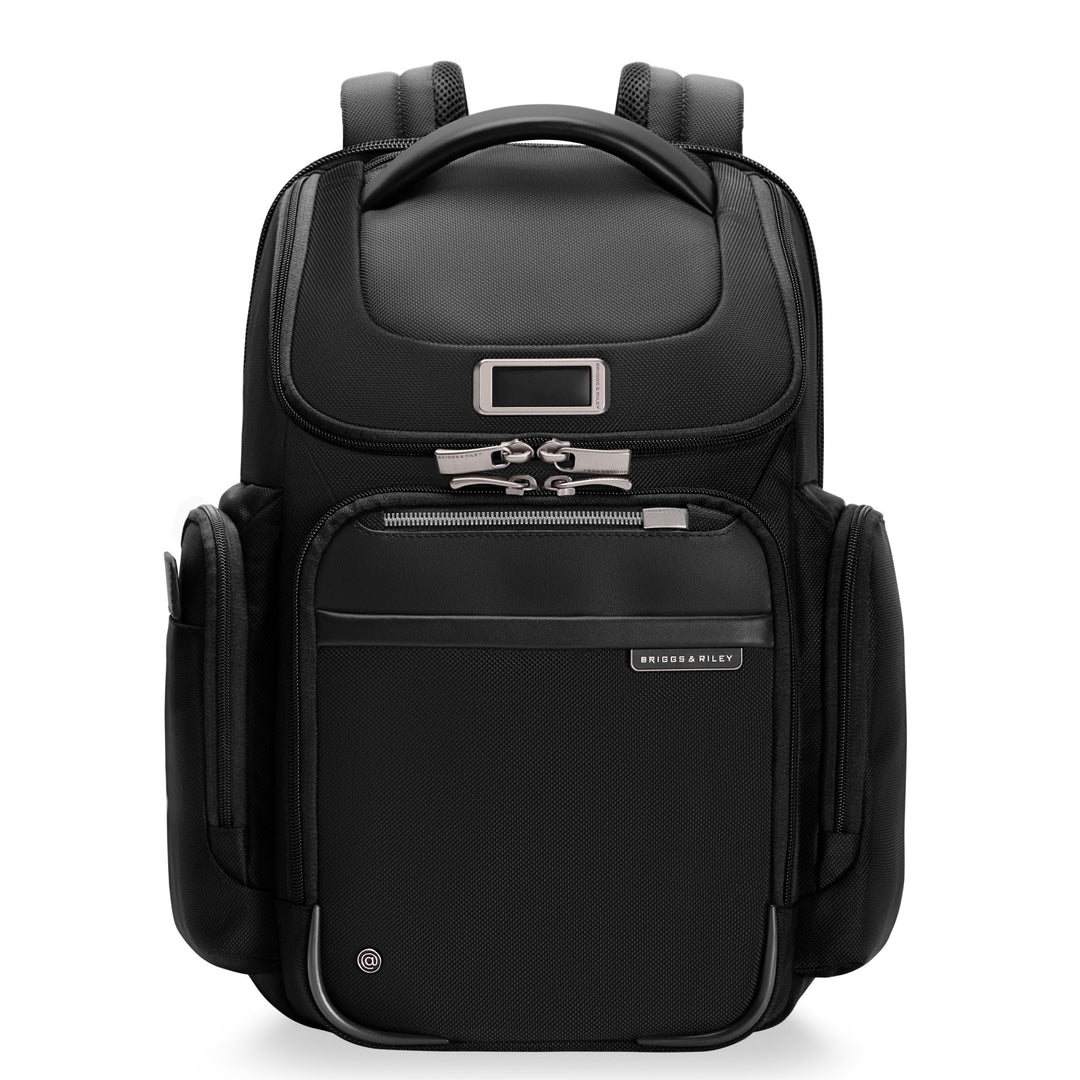 Briggs & Riley wide mouth backpack in black front view