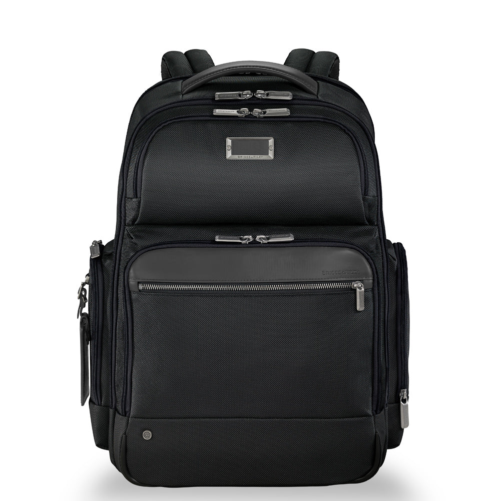 Briggs and riley large cargo backpack in black front view