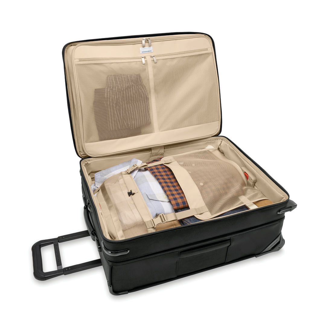 Inside Luggage shown packed and secured with straps inside