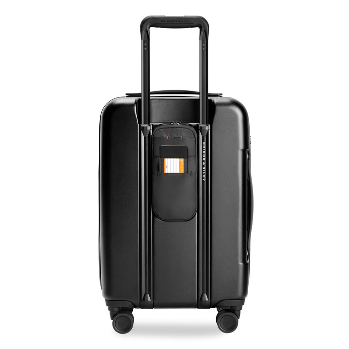 Back of Briggs & Riley Sympatico Essential 22" Carry-On Expandable Spinner has hide away id tag