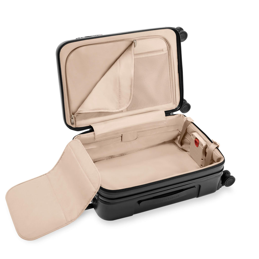 Inside of Sympatico essential 22 inch suitcase with tan lining