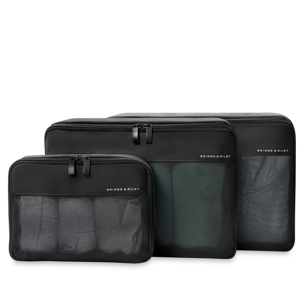 Briggs and Riley Travel Essentials Carry ON Packing Cube Set of Three (one small and two medium) in black