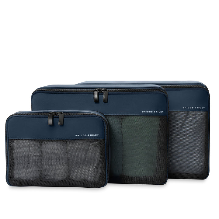 Packing cube set of three in color navy blue