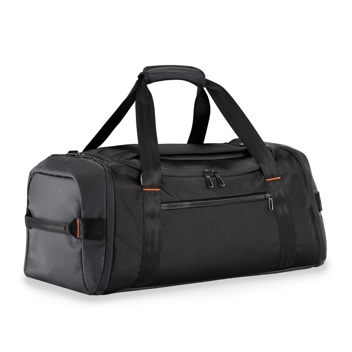 Briggs & Riley ZDX Large Travel Duffle in color black with top grab handle has padding