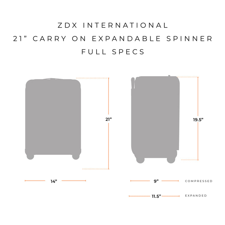 Briggs & Riley Carry-On Expandable Spinner is 21 inches tall with handle and wheels