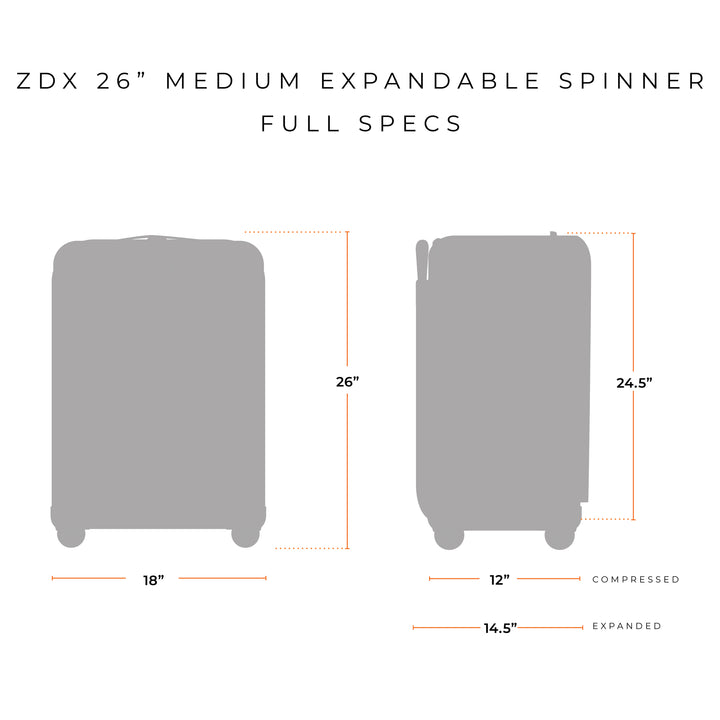 Briggs & Riley ZDX Medium Expandable Spinner is 26 inches tall with handle and wheels