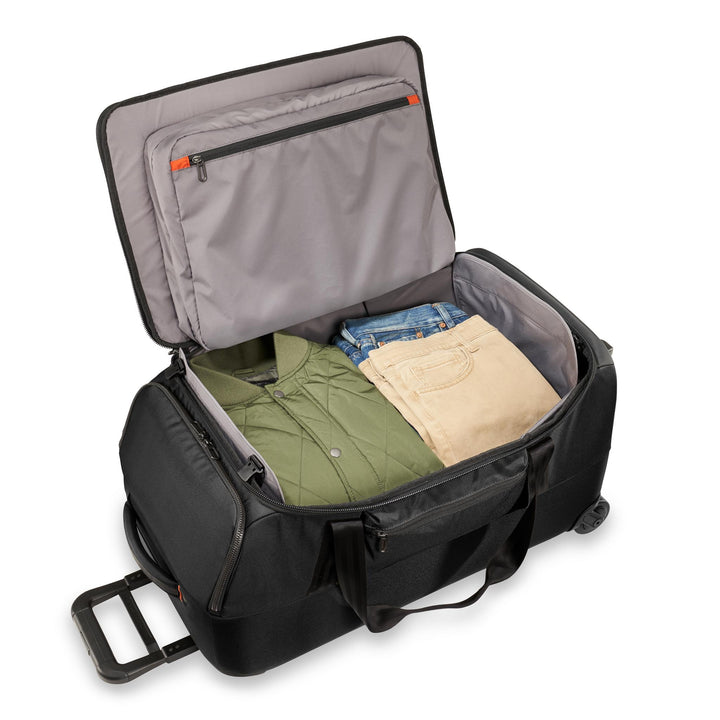 Interior packed with jacket and jeans ZDX Medium Upright Duffle