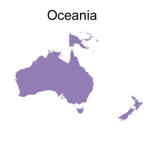 Oceania Australia travel adapter map in purple