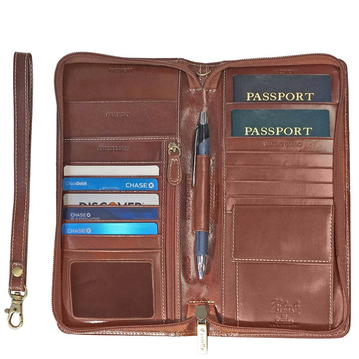 Family Passport and Document Case - Italian Leather