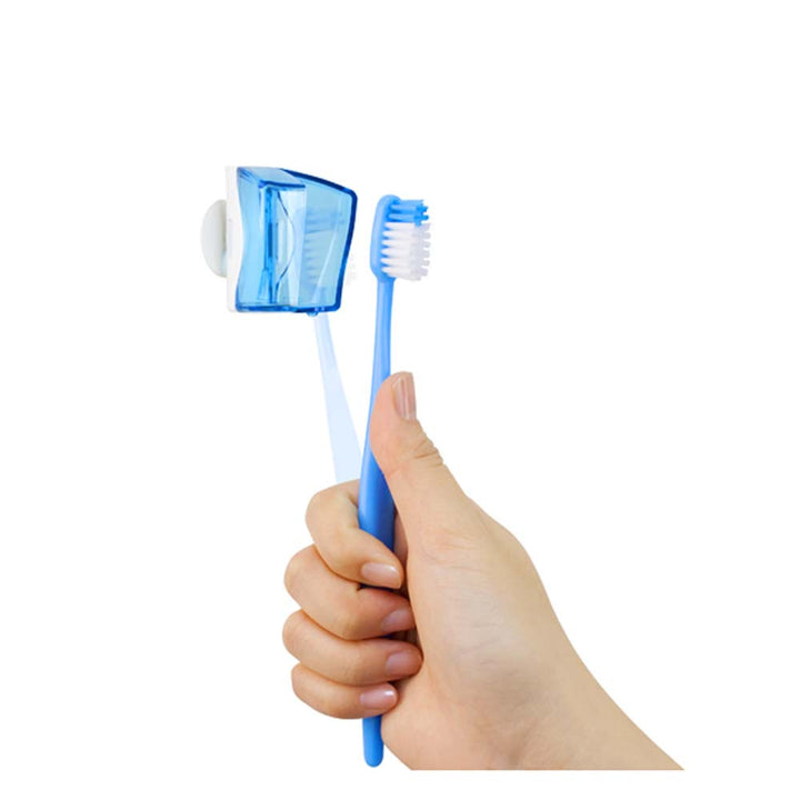 Demonstration of Toothbrush with Flipper Holder in Color Blue