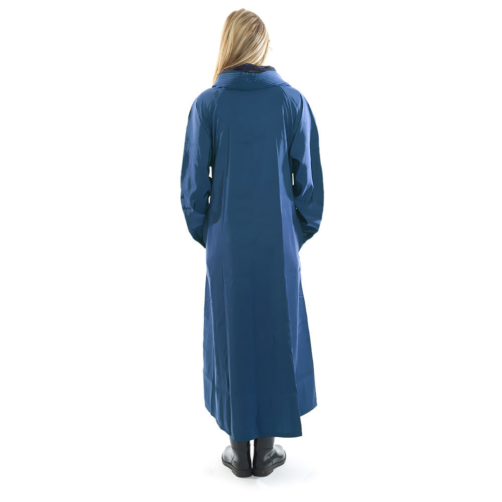 Mycra Pac Long Sapphire Raincoat View from Back