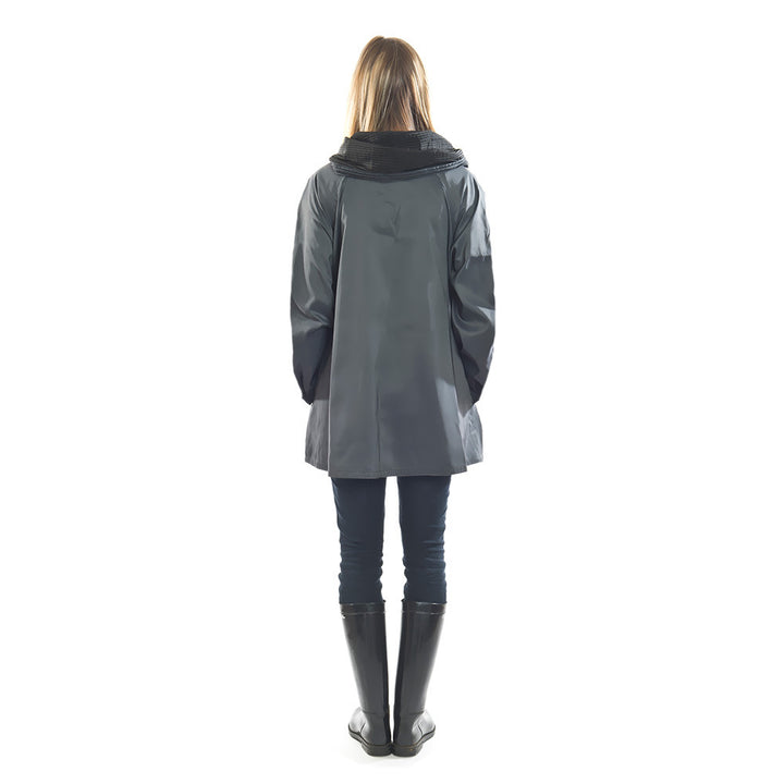 Back View of Mini Gray Raincoat