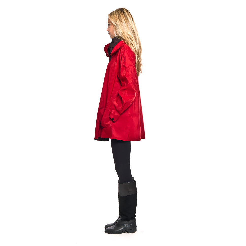 Side View of Mycra Pac Raincoat Mini Red