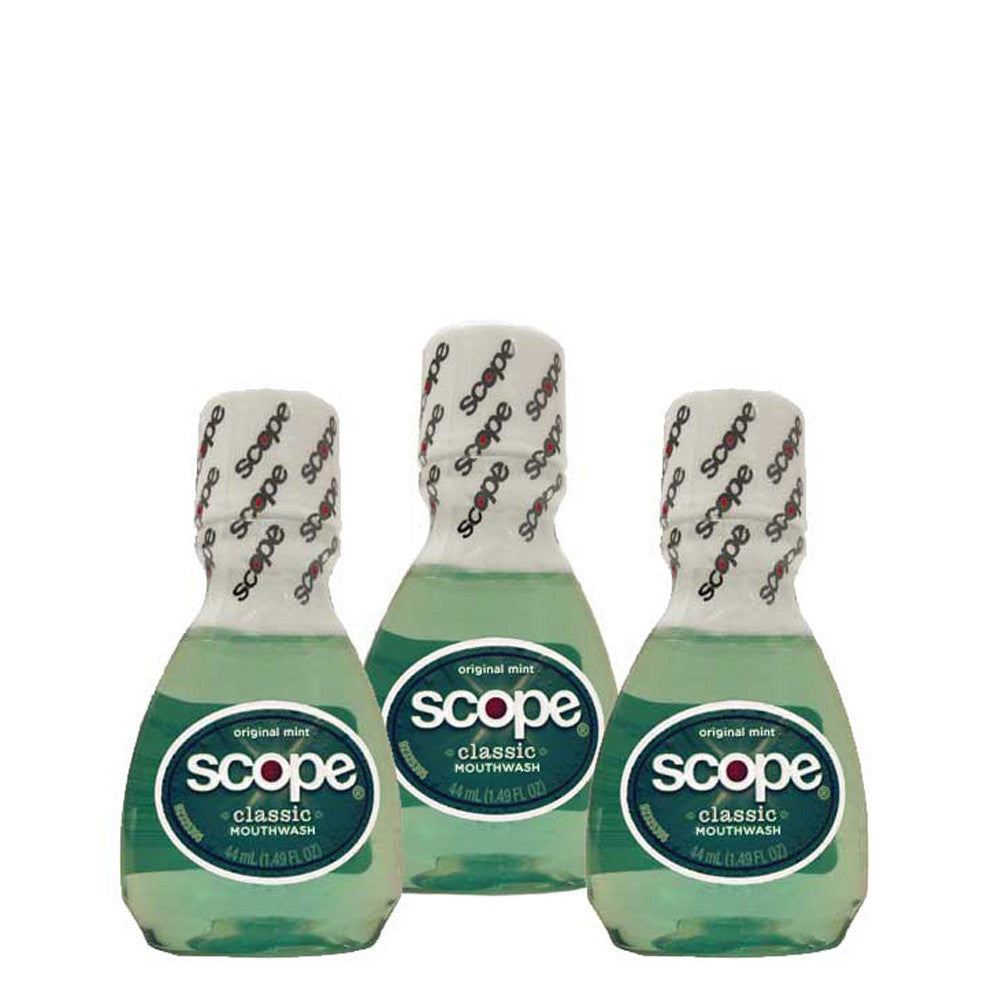 Scope Three Pack Travel Size Mouthwash Mint Flavor Green Color