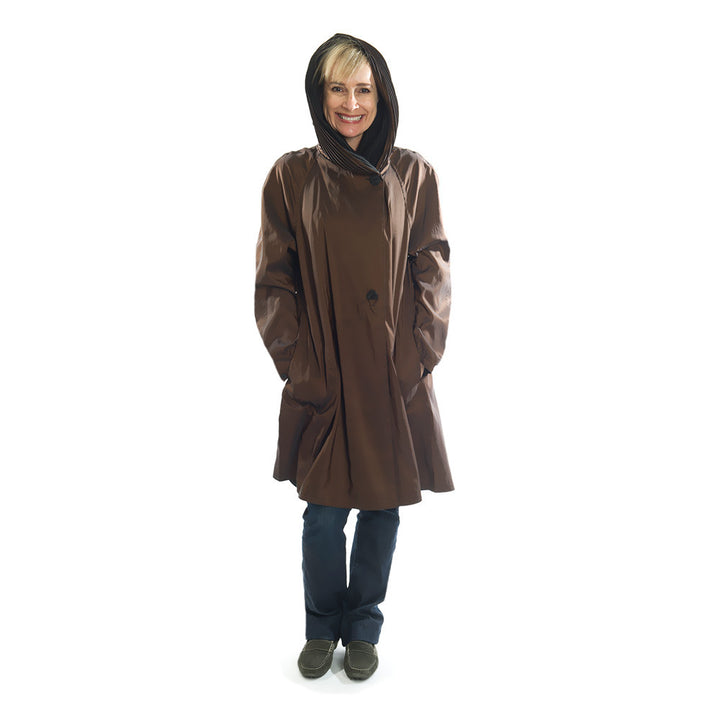 Mycra Pac Short Bronze coat with hood up