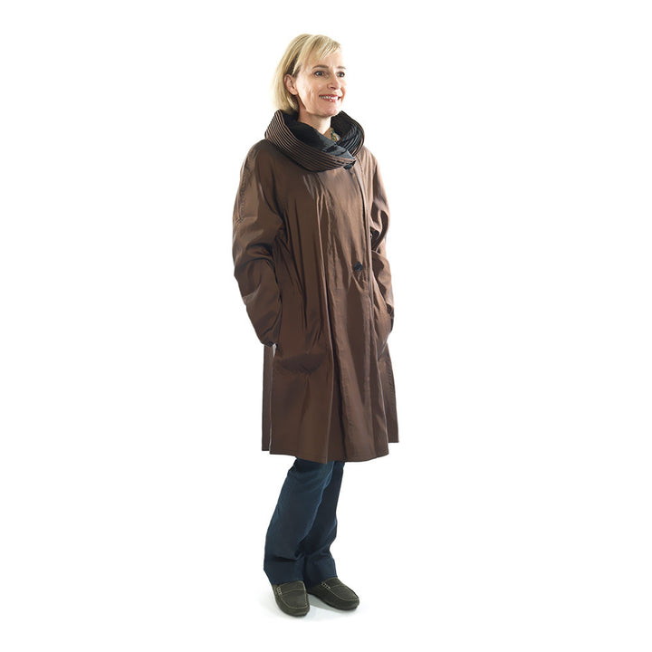 Mycra Pac coat with accordion collar