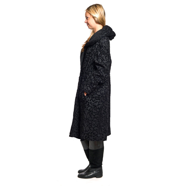 Side View of Calf Length Rain Wear by Mycra Pac with Hood Down